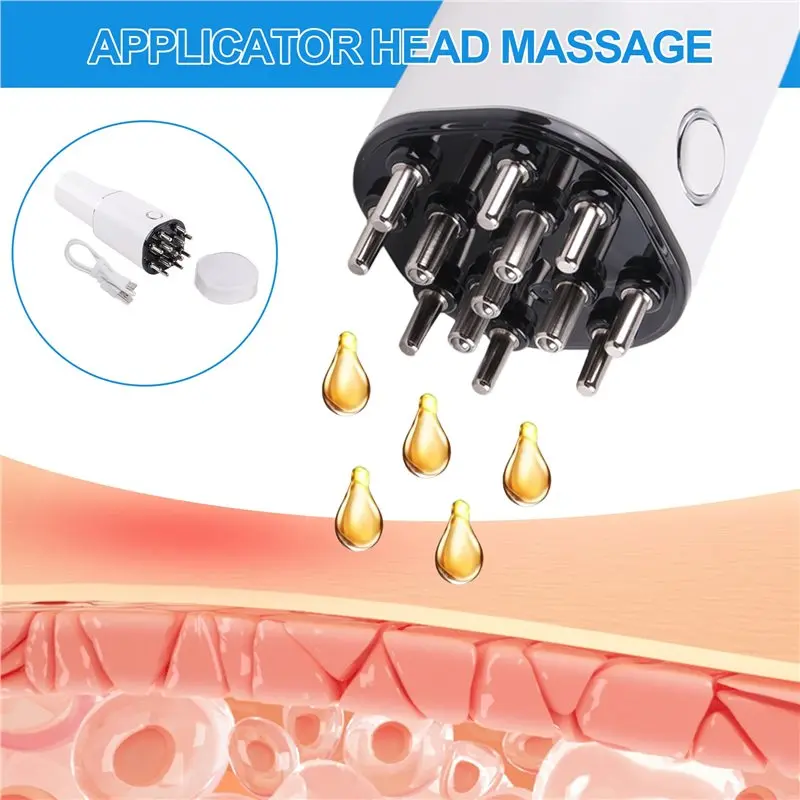 Efficient-3-In-1 Vibrating Hair Oil Applicator Scalp Massager Red Lights With 70Ml Storage Hair Treatment Growth Applicator