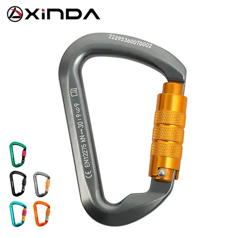 Xinda 야외 Carabiner 암벽 등반 산 착륙 30kN 높은 고도 작동 장비 알루미늄 합금 안전 버클 후크
