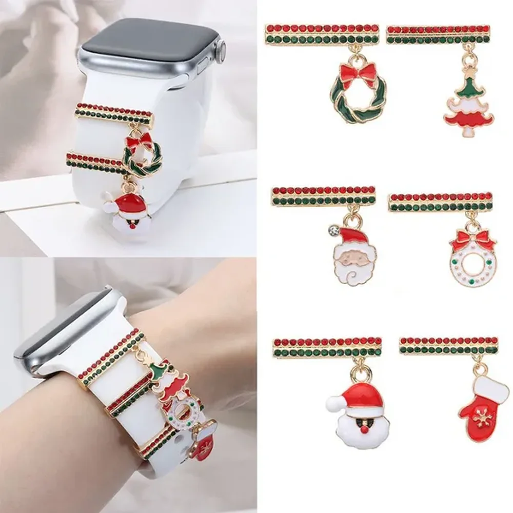 Decorative Ring for Apple Watch Band Series 7 6 se 8 Ultra Christmas Decoration Silicone correa for Galaxy watch 4 5 Pro strap