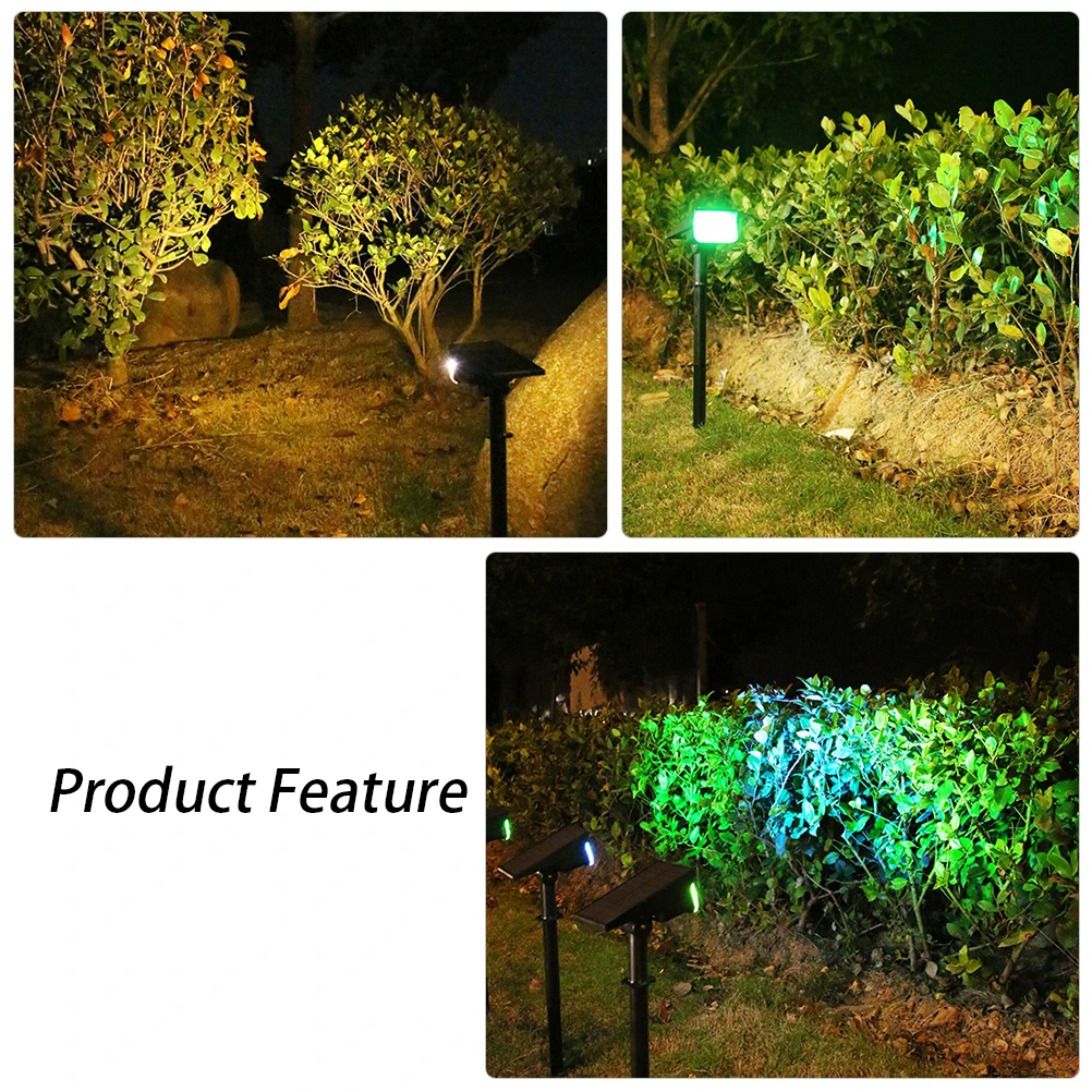 Lampada da giardino a LED solare impermeabile per esterni da giardino Rgb da 1 pezzo ricaricabile 2000mAh