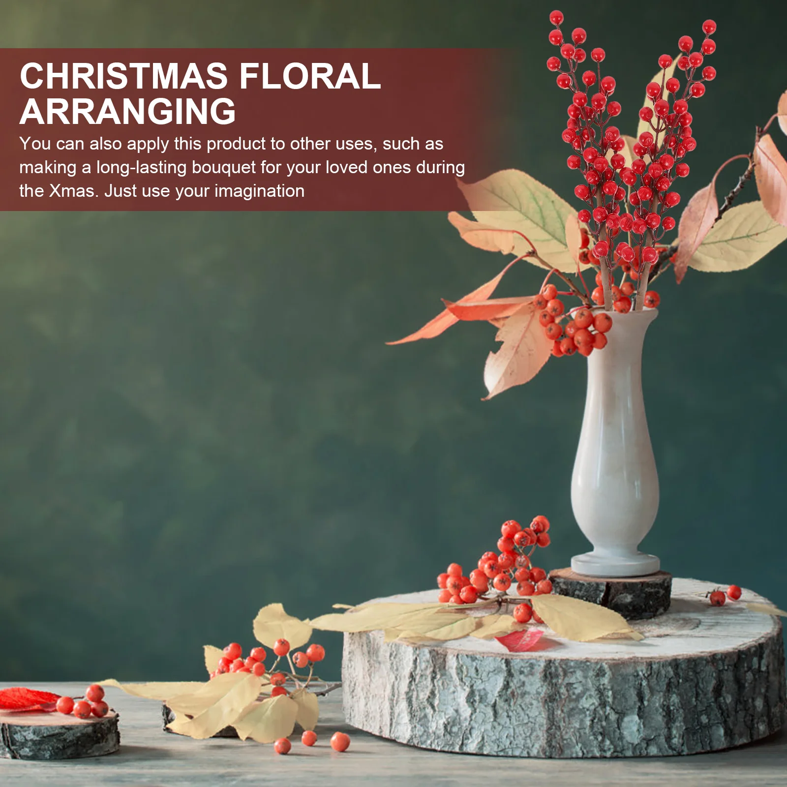 

4 Pcs Christmas Decoration Flower Arrangement Fake Berries Branch Artificial Berry Realistic Frosted Decorations Branches for
