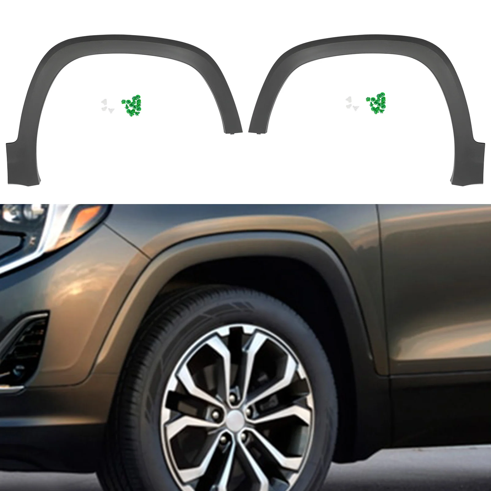 High Quality New Front Fender Flares Set (Left+Right) for 2018-2023 GMC Terrain (AT/SL/SLE/SLT), OE 84579557 & 84579535