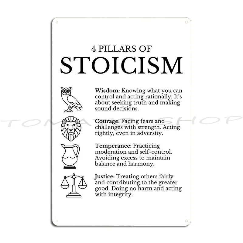 Stoicism Meaning In 12 Stoic Teachings For Personal Growth The Obstacle Is The Way Visual Summary Metal Printing Tin Sign Poster