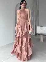 LGRQ Elegant Waist-Cinching Ruffle Hem Long Sleeveless Dress For Women Party Evening Dresses 2026 Summer New Trendy Style - Image 2