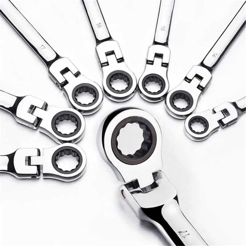 1PC Ratchet Spanner Flexible Head Ratchet Metric Spanner Open End and Ring Wrenches Tool 6-15mm mechanical tools