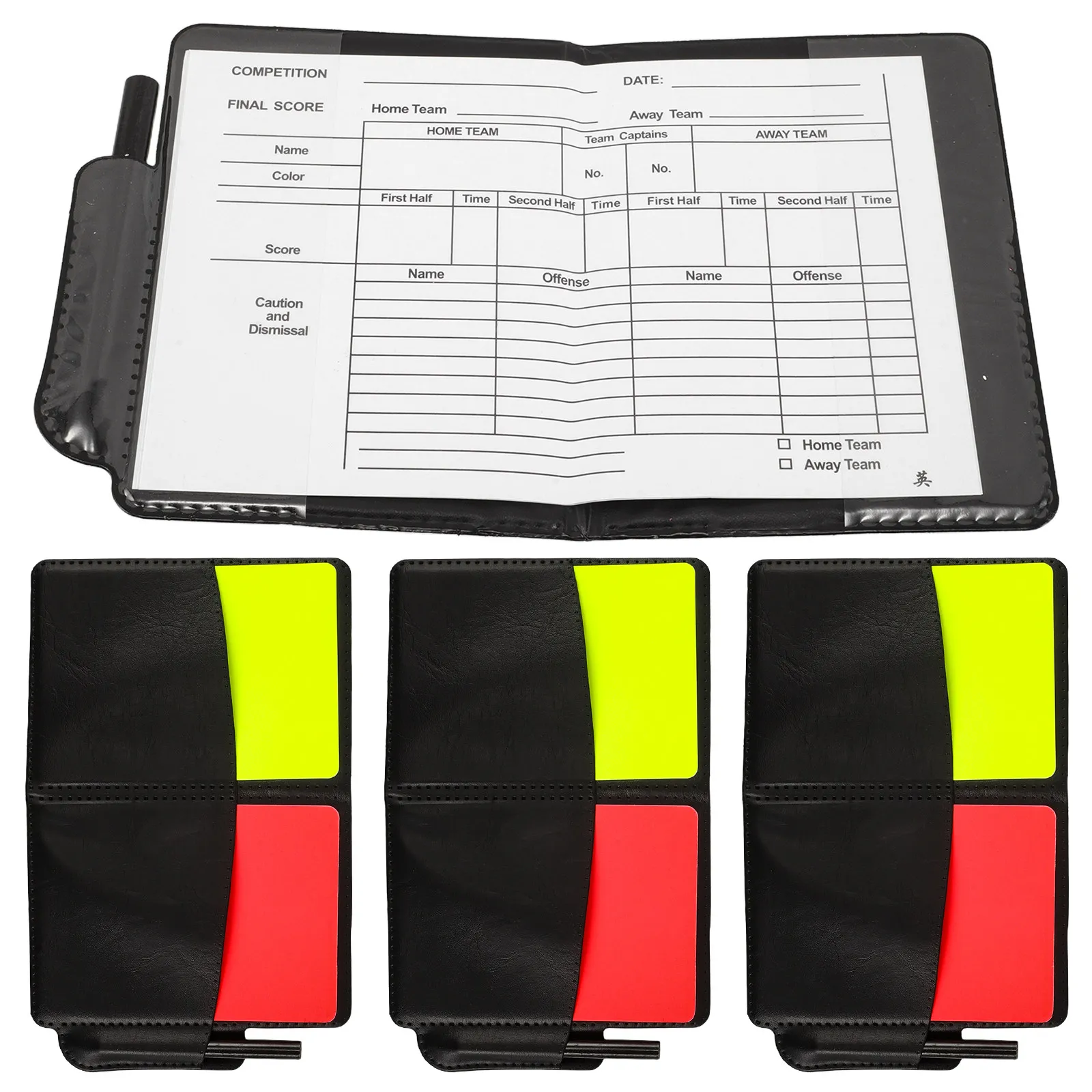 4Sets Red Yellow Card Set for Soccer Referees with -Bound Score Book Ballpoint Pen Referee Friendly Portable Match