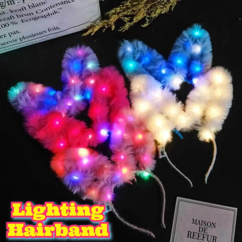 تضيء آذان الثعلب عقال رقيق الحيوان الأذن هيرباند وامض LED النادي الليلي حفلة الهذيان مهرجان تأثيري حلي المرحلة الدعامة