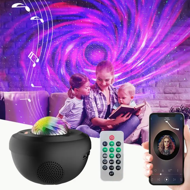 Cross-border New Vortex Aurora Sky projection atmosphere lamp night light bedroom full of stars Bluetooth music small bowl lamp