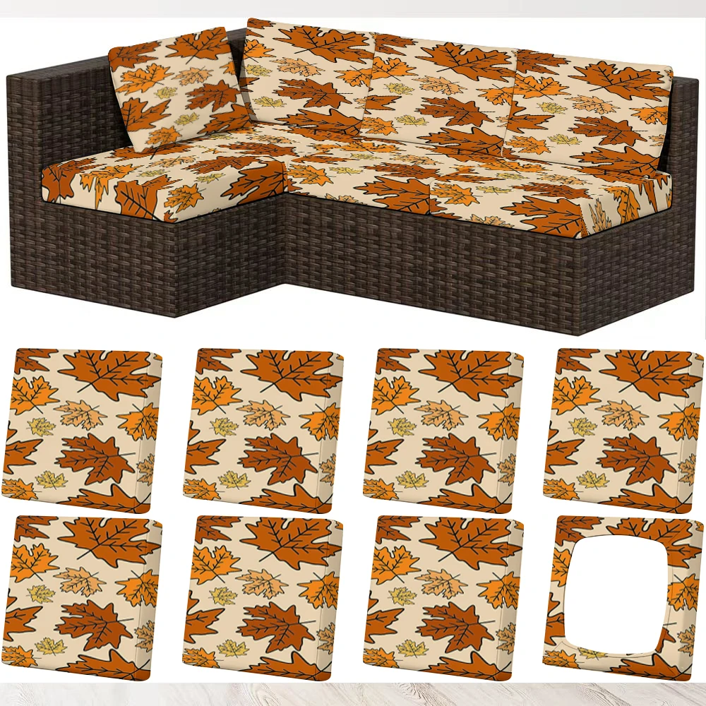 Summer Outdoor Sofa Cover with Autumn Maple Leaf Print, Milk Silk Fabric, Pet - Friendly, Machine - Washab