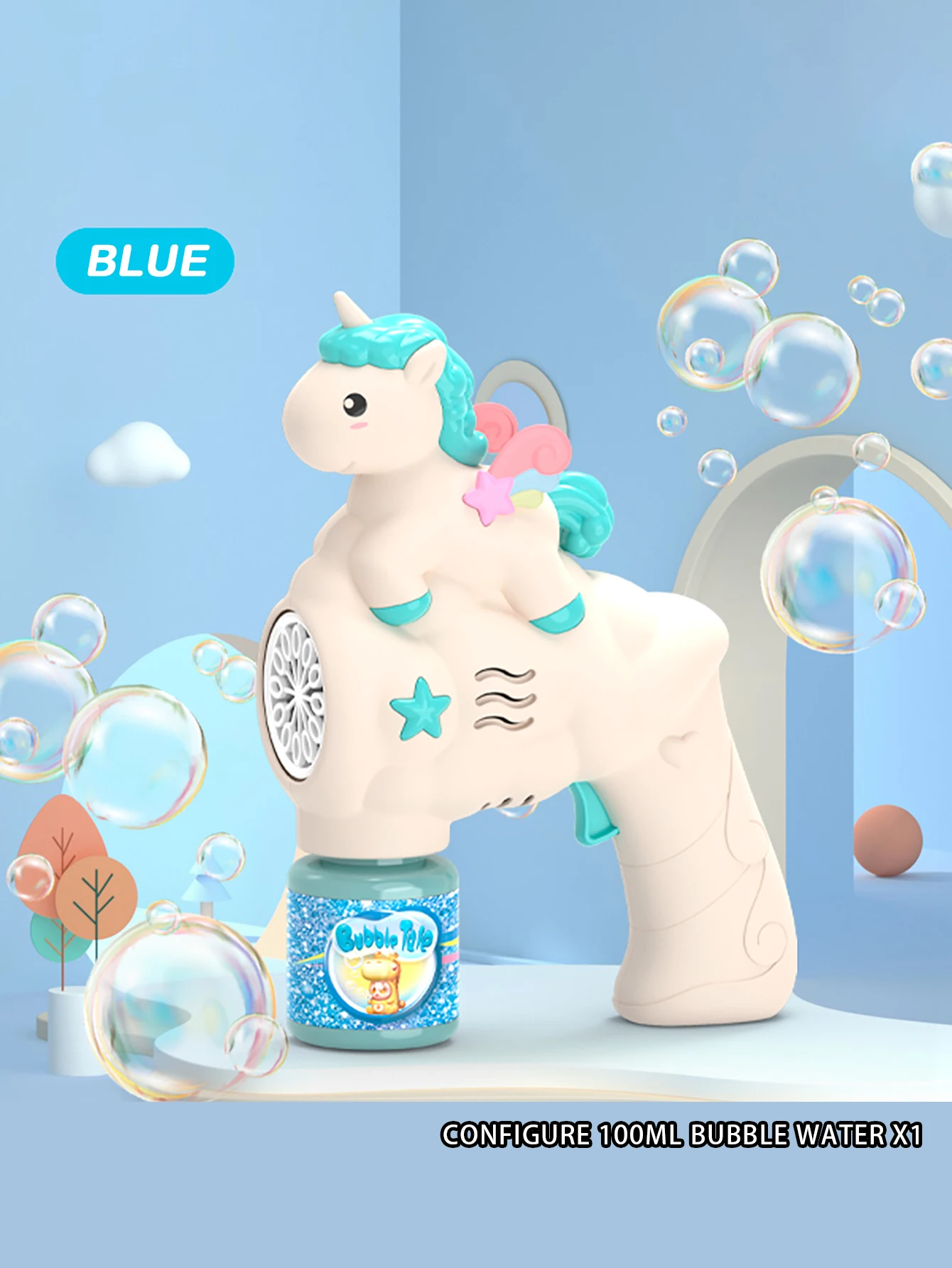 ユニコーンバブルマシン、レインボーポニー型バブルマシン、子供用屋外遊びおもちゃ、パーティーと結婚式