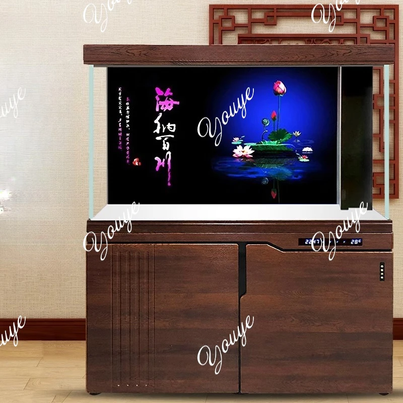 

Fish tank aquarium large living room floor-to-ceiling household water-free filtration ultra-white glass partition screen fish ta