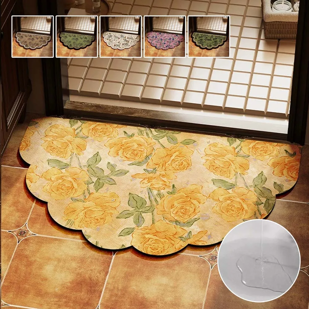 1pc Diatomite Flower Water Absorbent Floor Mat Vintage Non-Slip Entry Bedside Rug Home Decor Entrance Foot Mat Коврик Придверный