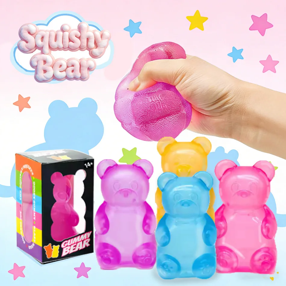 2026 Little Bear Maltose Pinch Bola Antiestrés, Juguete Antiestrés, Herramienta Antiestrés Musical de Compresión, de Rebote Lento, Regalos de Navidad