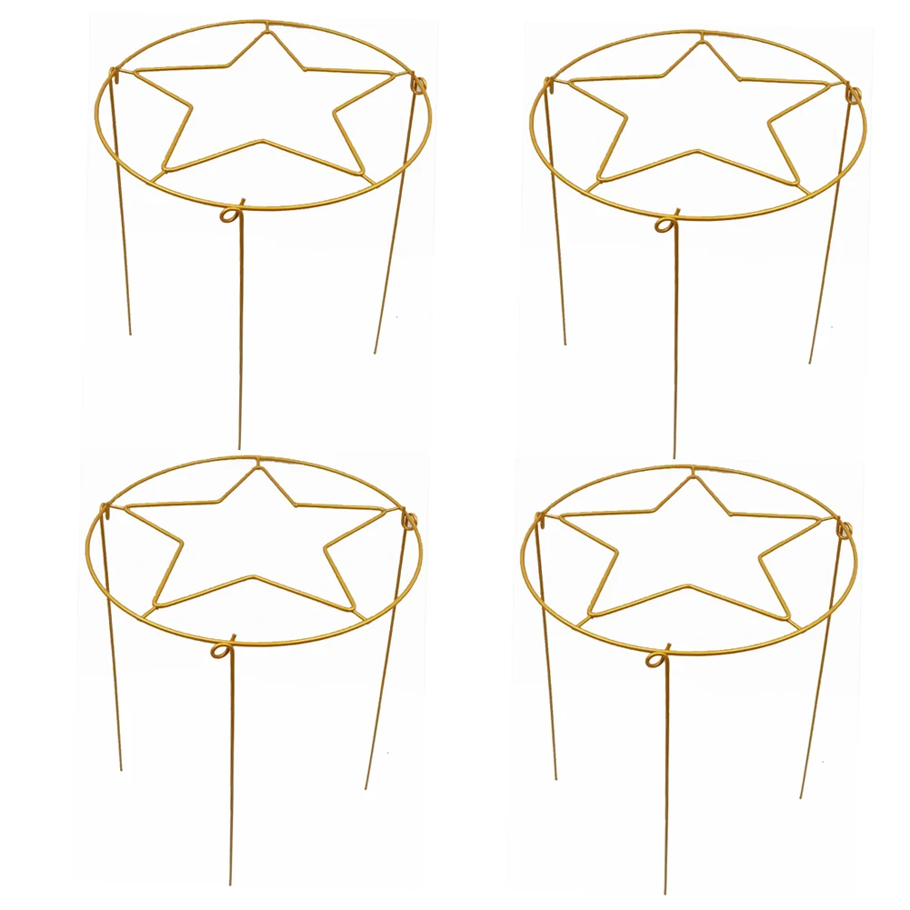 

4 Pack Metal Plant Cages 30x40cm 3-Leg Tomato Support with Detachable Star Grid for Peonies Roses Strawberries Garden Use