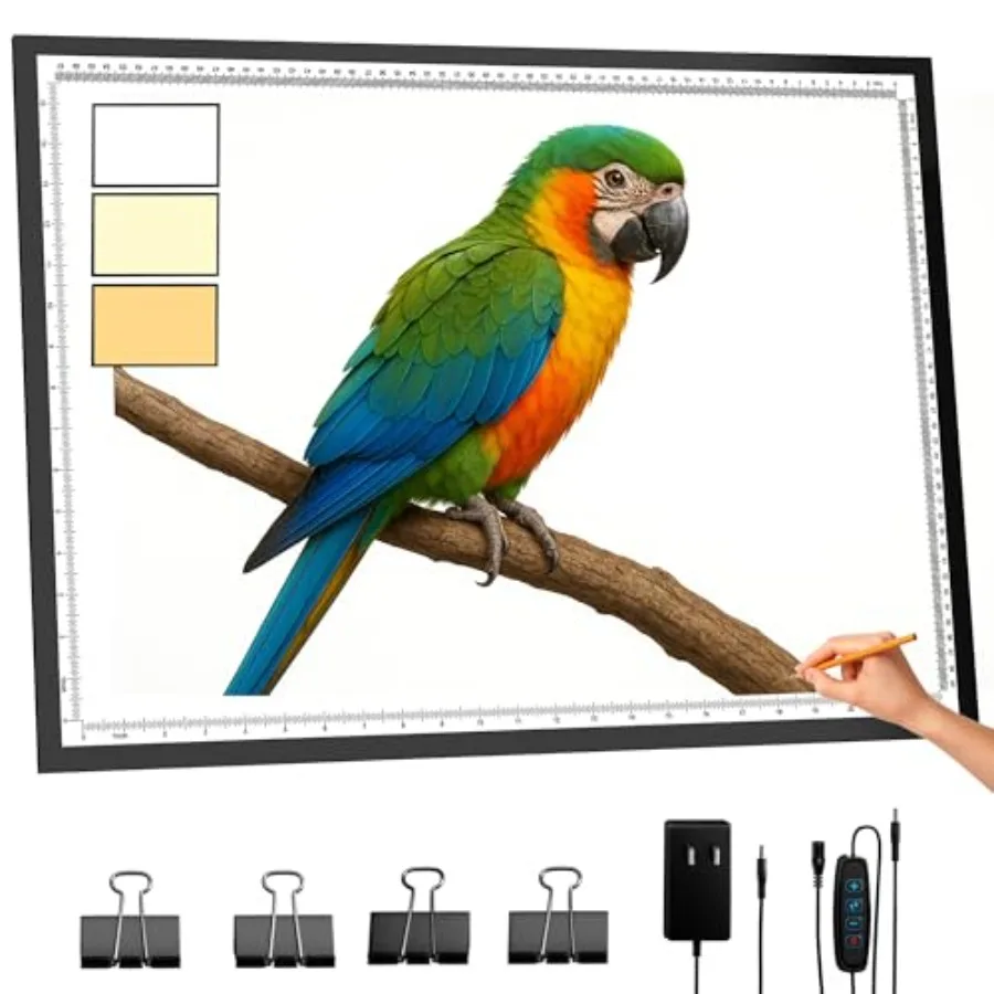 

A2 Light Pad 26"x19" 10000+ LUX High Brightness 3 Colors and 10-Level/Stepless Dimming Light Board Extra Large with UL Adapter