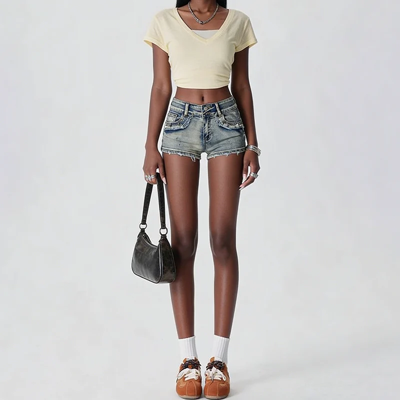 

Summer Women Designer Slim Fit Thin Jeans Hot Sale Female Low Waist Short Pants Girls Casual Fashion Denim Shorts