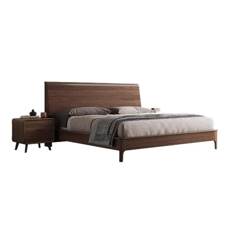 

Modern minimalist all solid wood, double bed in bedroom