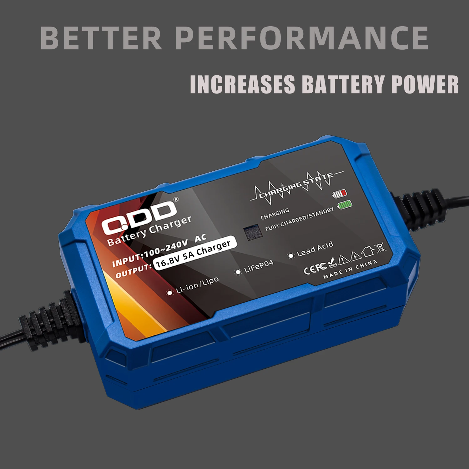 QDD 16.8V 5A 4S lithium battery charger for 14.8V 4Series Li-ion battery pack Charger High quality with DC5.5*2.1mm connector