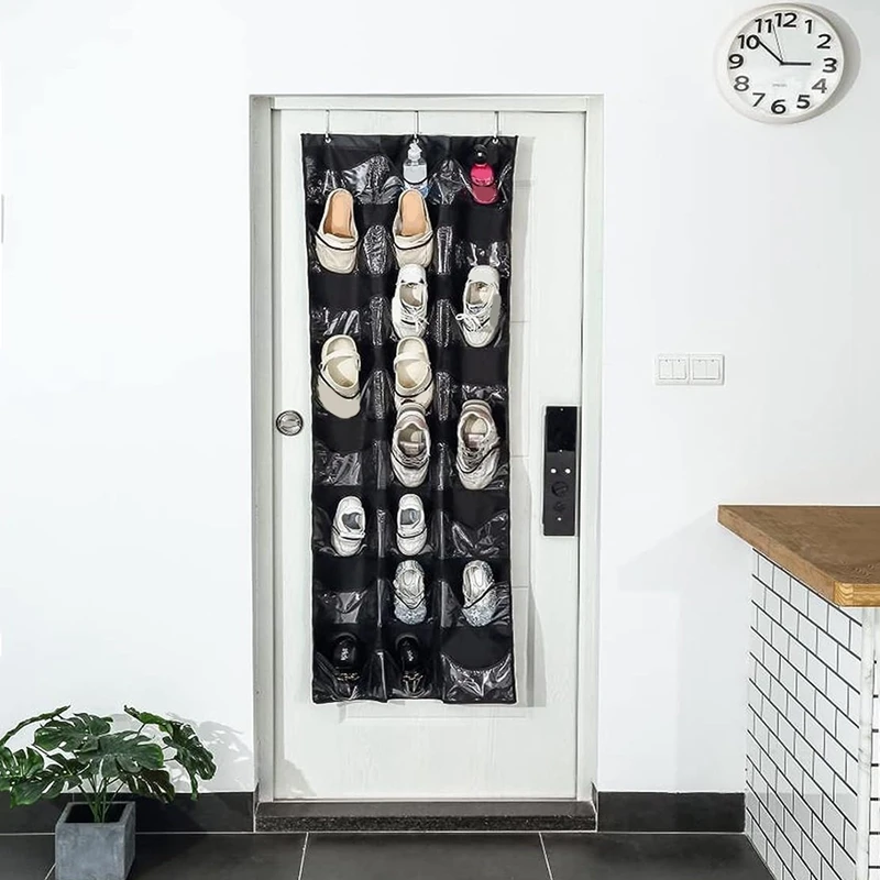 2 PCS Over The Door 24 Mesh Pocket Hanging Non-Woven Fabric 164X69cm For Closet Entryway Medium Size Shoe Holder Shoe Rack