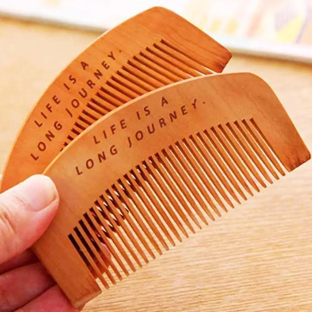 Peachwood Thickened Dense Tooth Comb Massage Anti-slip Anti-static Comb Round Tooth Wood Comb Hair Comb On Hand Comb Combs