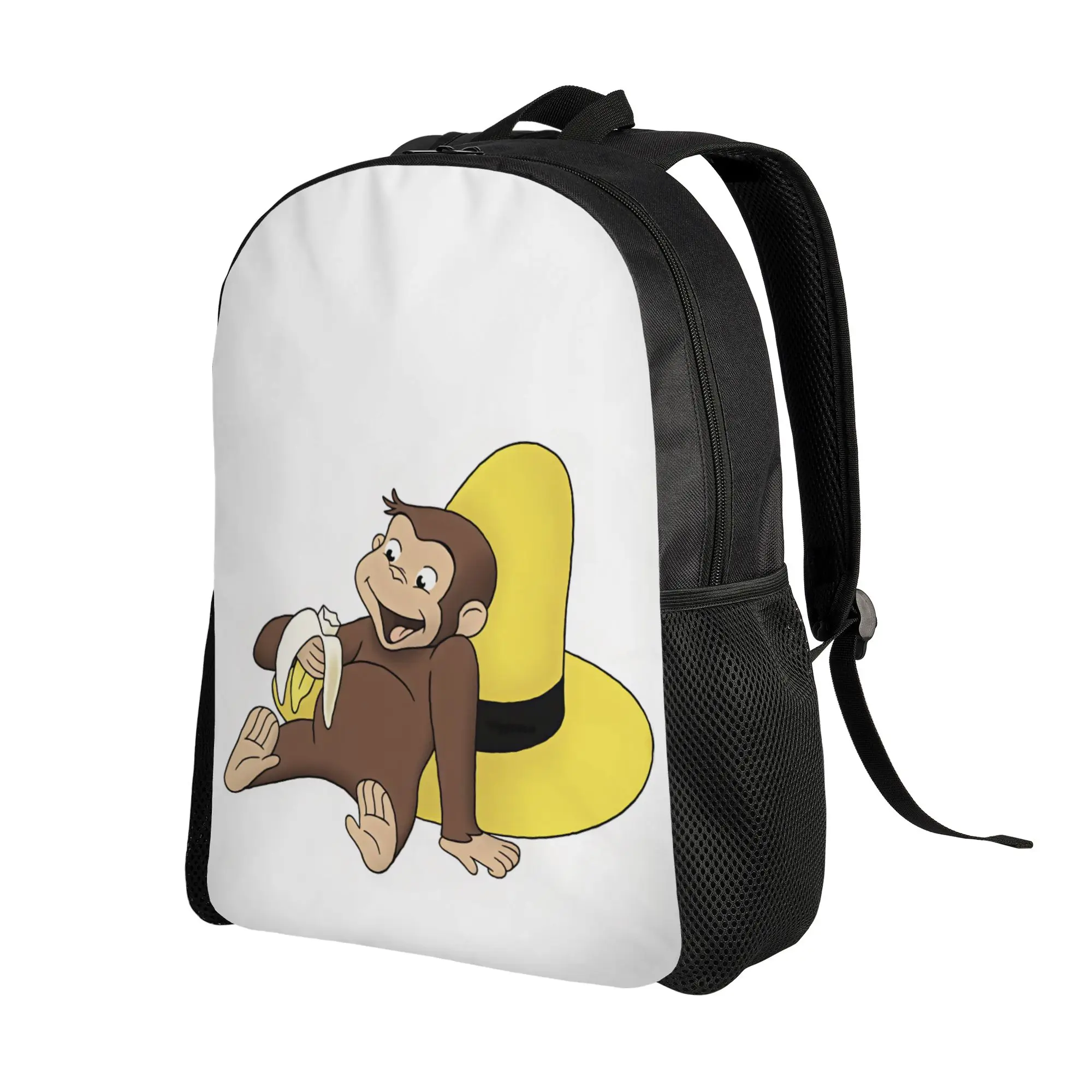 Curious George Banana Yellow Big Hat Backpack  Hiking Backpacks Youth Kawaii High School Bags Designer Lightweight Rucksack