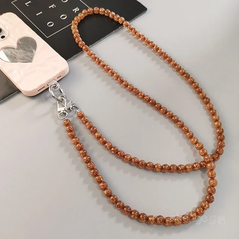 Long Crossbody Lanyard Mobile Phone Lanyard Cracked Bead Chain Clip Style Phone Case Universal Women\'s Hanging Strap Lanyard Key