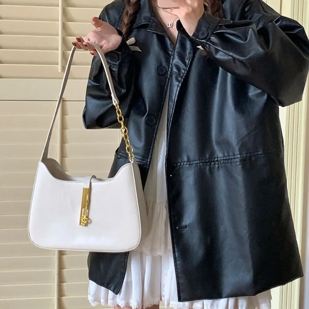 

Простая сумка на плечо в стиле ретро для пикантной девушки, модная однотонная сумка из искусственной кожи на плечо, винтажная сумка на молнии для покупок под мышками