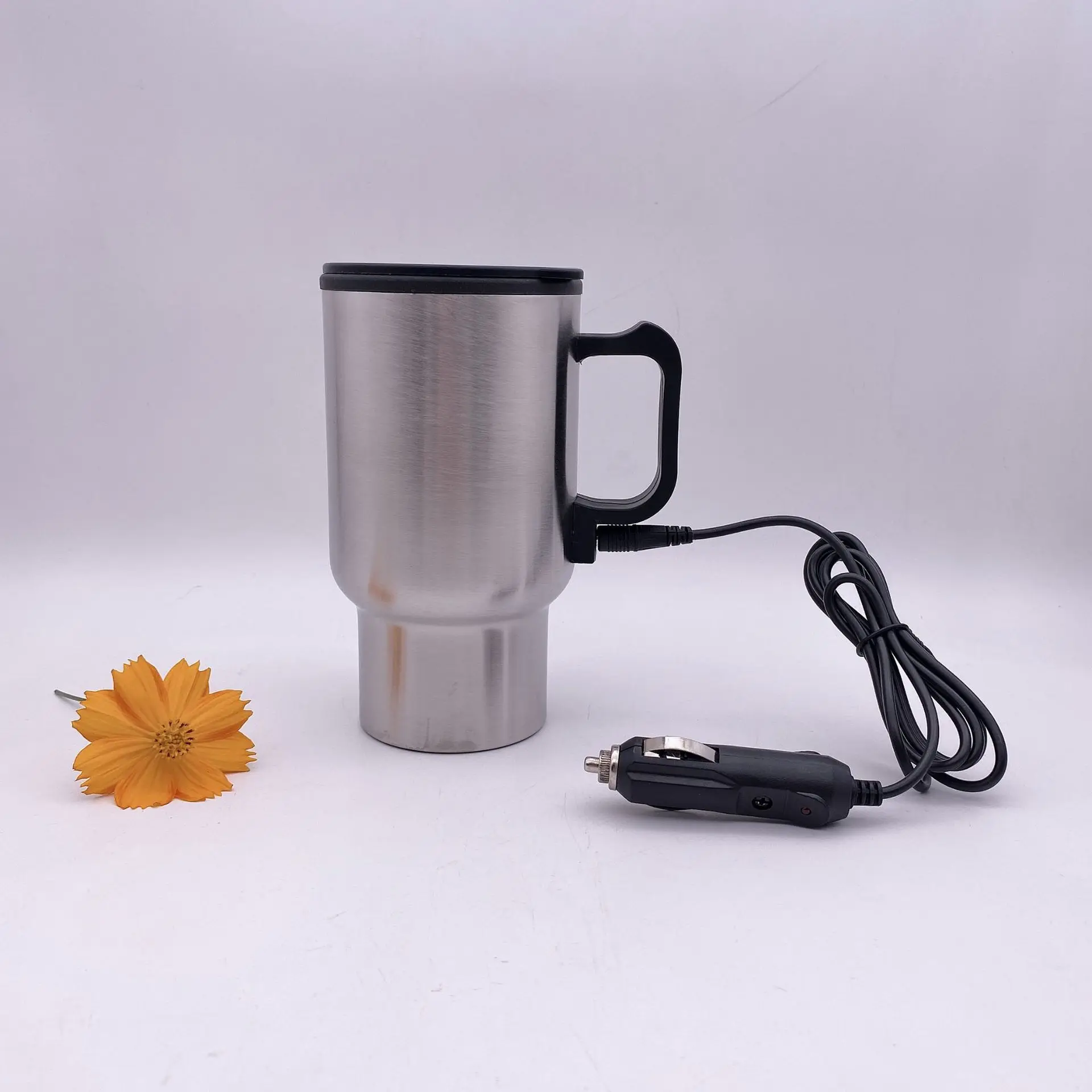 12V Auto Heating Water Cup Stainless Steel Outer Plastic Inner Thermal Beverage Mug Portable Car Kettle For Road Trip