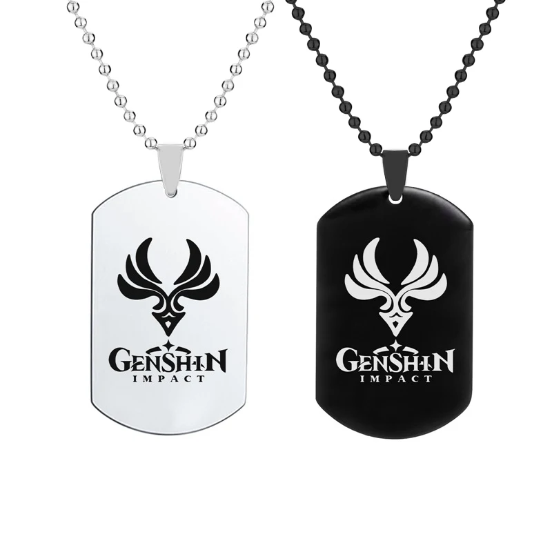 Anime Genshin lmpact Necklace Fashion Stainless Steel Pendant Necklaces For Men Women Cosplay Fan Collection Jewelry Gift