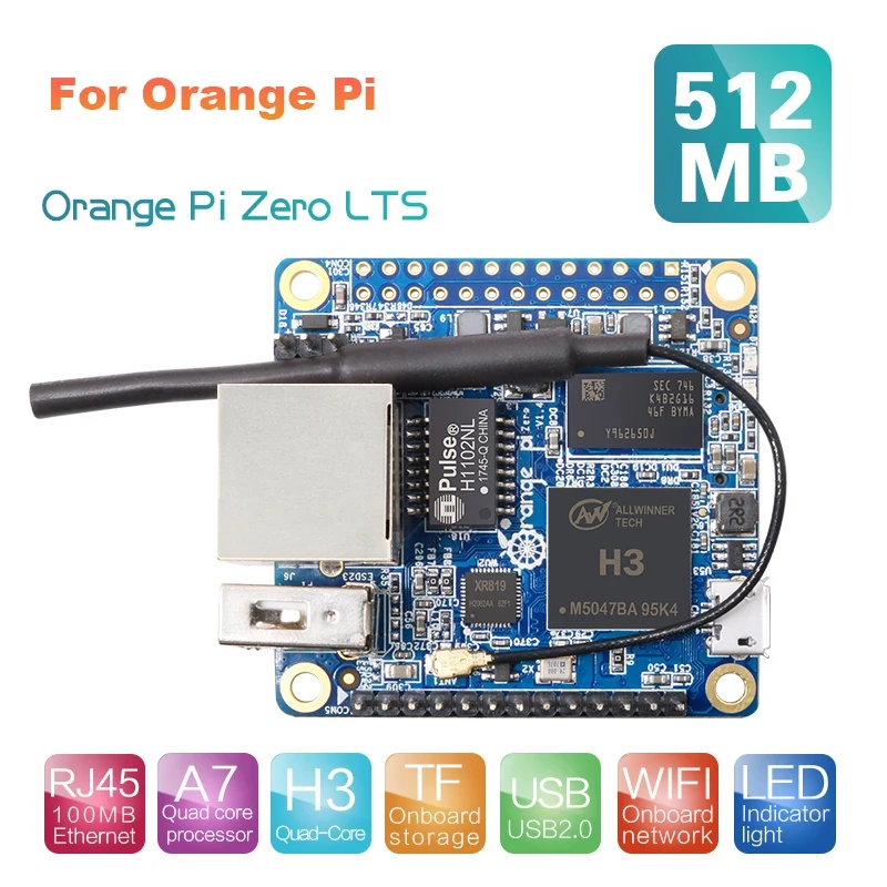 1 Piece H3 Quad-Core Open-Source Run Android 4.4 Ubuntu Debian Image Blue For Orange Pi Zero LTS Development Board