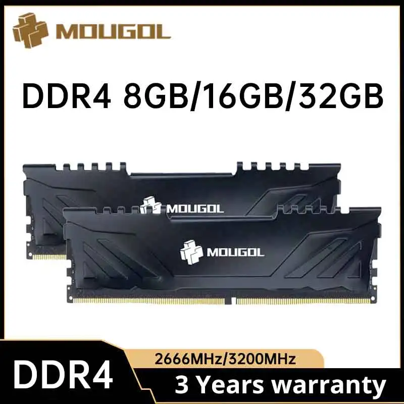 

MONGOL NEW RAM DDR4 4GB 8GB 16GB 32GB 2666MHz 3200MHz 1.35V Dual-channel desktop memory bar with radiator vest