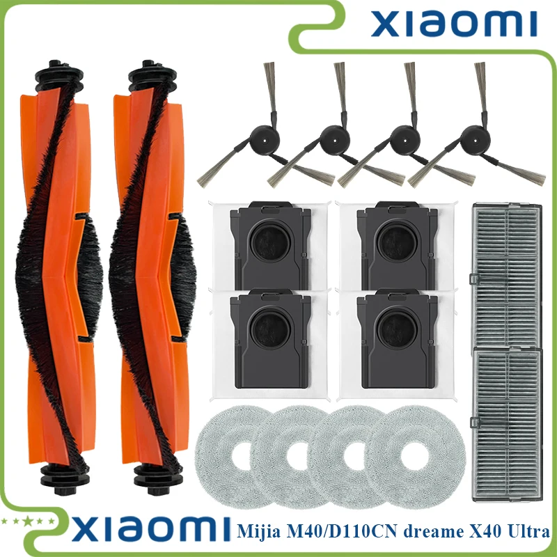 For ( Xiaomi Mijia M40 ) D110CN Vacuum Parts Main Tricut Roller Side Brush Hepa Filter Mop Cloth Dust Bag Accessories