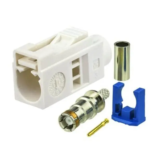 Fakra Female Plug Car Radio Connector, Fakra B White RG316 RG174 Cable Crimp Connector for Automotive Antenna Adapter