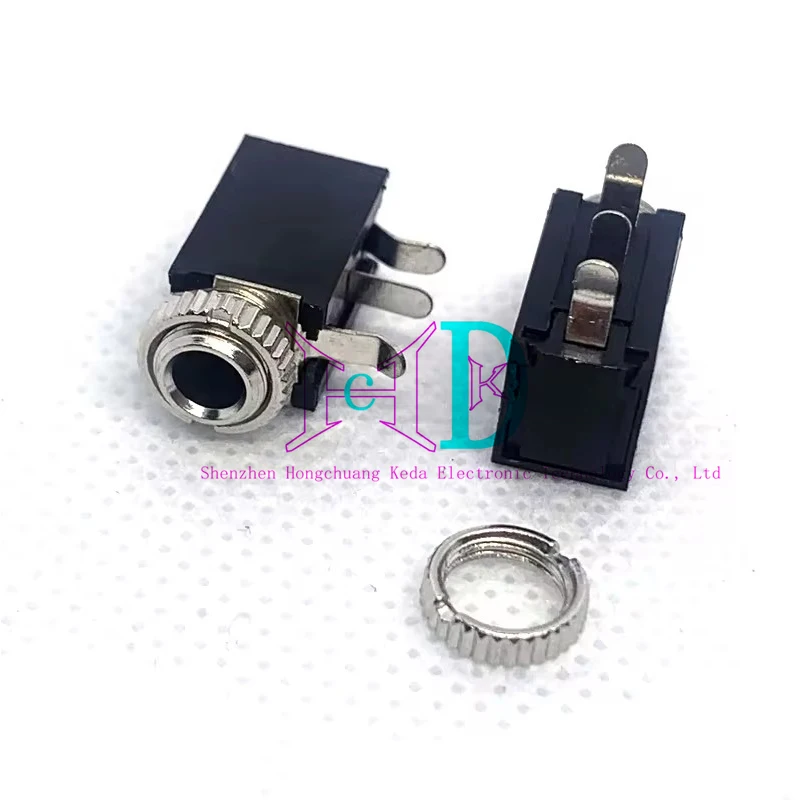 10PCS 3.5mm Audio Jack PJ-316M Horizontal 3Pin Plug-in DIP Base Two Segment Stereo Headphone Connector With Nut