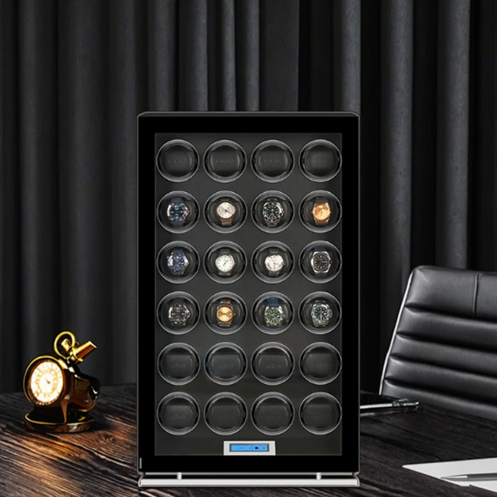 BLUETIDE Quiet Durable Luxury High Quality Automatic Watch Winder Box 24 Slots Safe Motor Watch Cases Rectangular Cabinet