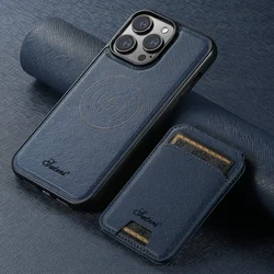 SUTENI Wireless Charging Magnetic 2-in-1 Leather Wallet Card Holder Case for iPhone 17 16 15 14 13 12 Pro Max Plus