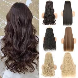 XINRAN  Synthetic Long Straight Hairstyles 5 Clip In Hair Extension 22Inch/32Inch Heat Resistant Hairpieces Brown Black