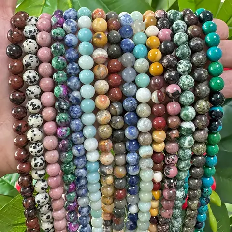 천연 석재 비즈 Jaspers Amazonite Turquoises 마노 라운드 비즈 쥬얼리 만들기 Diy 팔찌 귀걸이 4/6/8/10/12mm