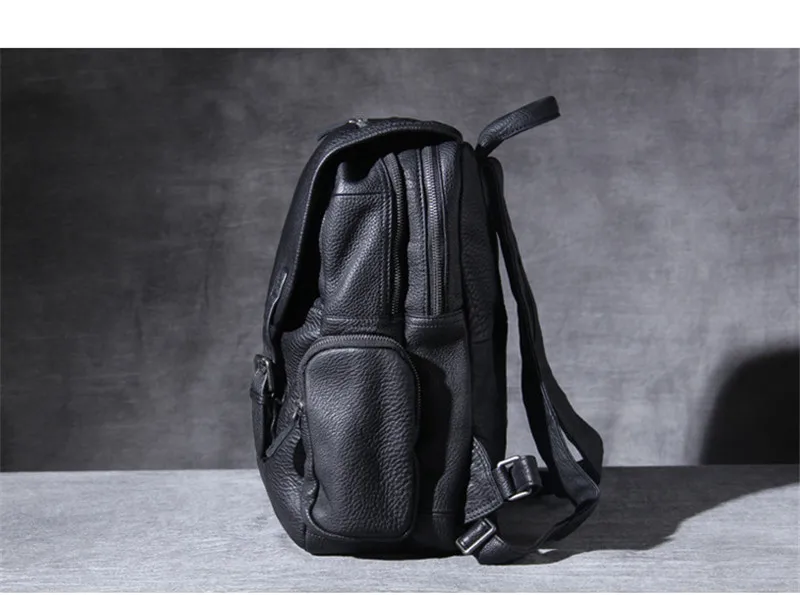 Imagem -04 - Pndme Viagem ao ar Livre Couro Genuíno dos Homens Preto Mochila Designer Casual Luxo Natural Real Mochila de Alta Qualidade