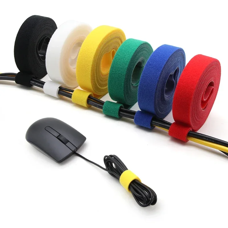 5Meter/Roll 10/15/20/25mm Nylon Self Adhesive Tape Reusable Cable Tie Wire Straps Self Cut DIY Cable Management Fastener Tape