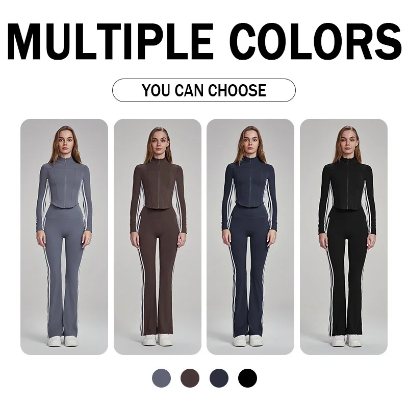 Autumn And Winter Yoga Suit Set Comfortable Casual Elastic High Waisted Outdoor Sportswear Including Top And Yoga Pants