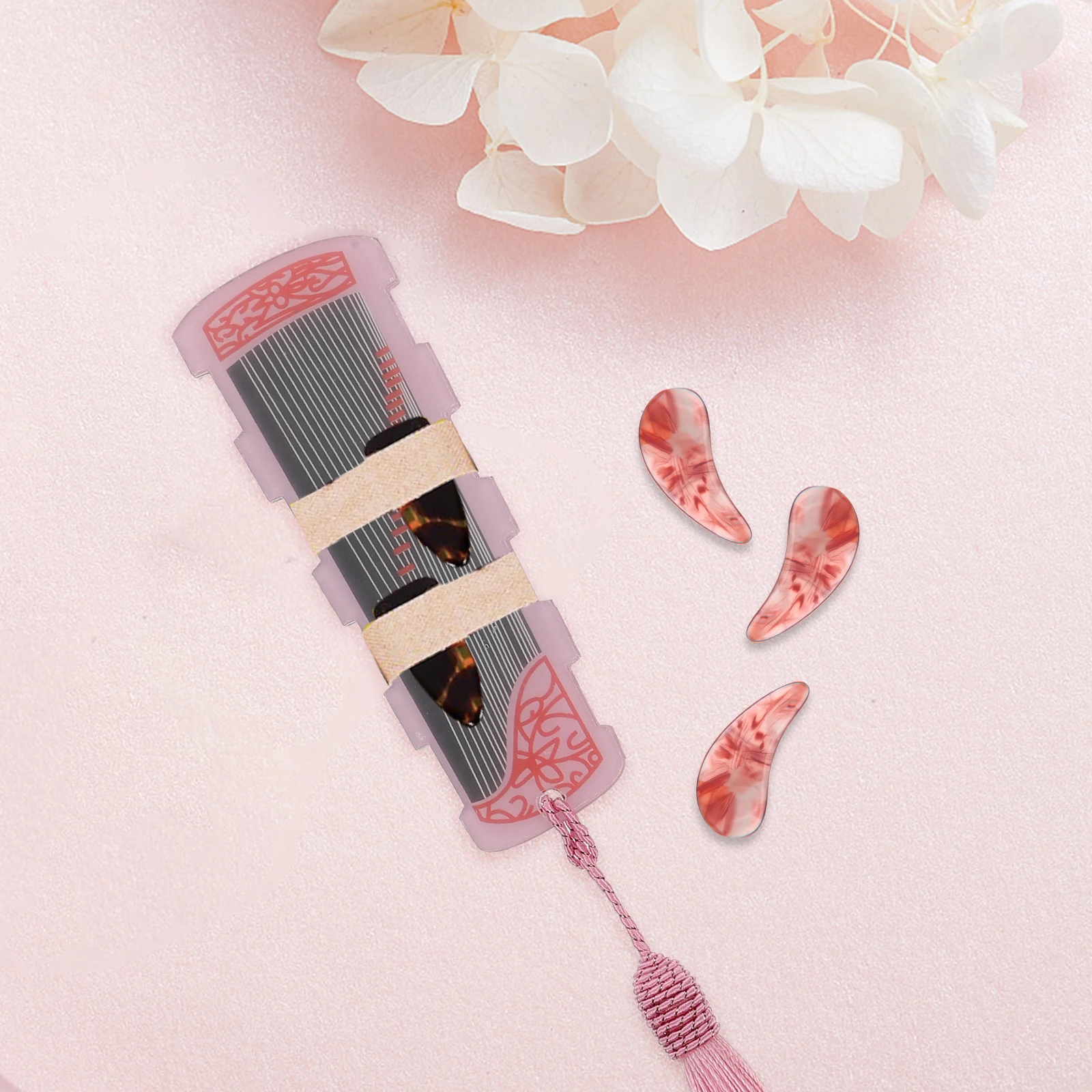 

2pcs Nail Tape Natural Stringed Instrument Accessory Delicate Storage Container Acrylic Pipa Anti-Lost Device Guzheng Pick