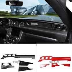 For Ford Mustang 2015-2020 Left/Right Hand Drive 4PC Carbon Fiber ABS Car Dashboard Trim Console Panel Molding Cover Car Styling