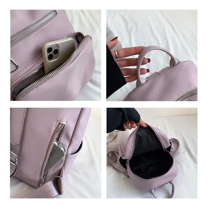 

D46D Anti-Theft Travel Backpack for Women Girl PU Leather School Bag Fashion Daypack