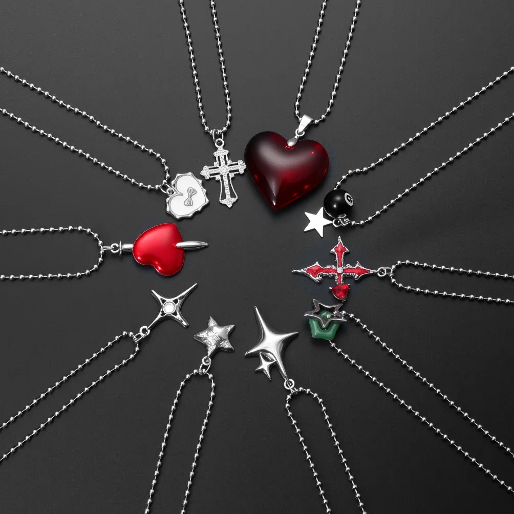 Y2K Gothic Retro Dark Love Cross Lucky Black Eight Necklace, Suitable for parties and daily wear,Valentine's Day Gift