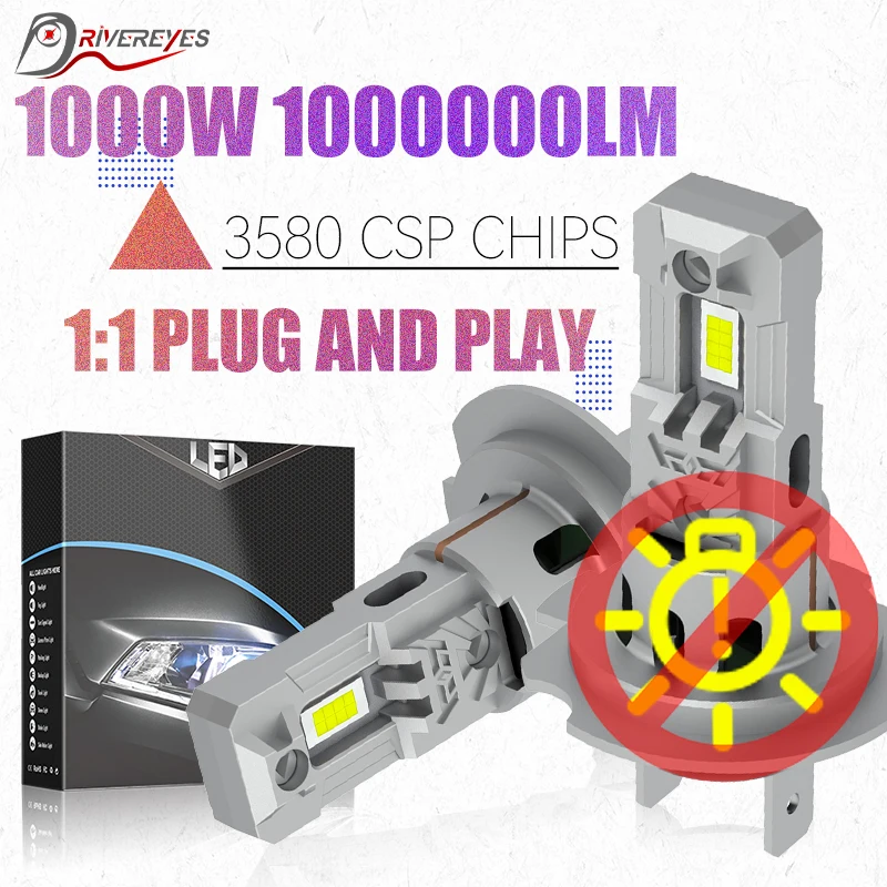 

H7 Светодиодные фары Мини - LED H3 H1 H11 H8 9005 HB3 9006 HB4 1000W 3580 CSP Чип автомобильные фары 1: 1 Размер противотуманные фары