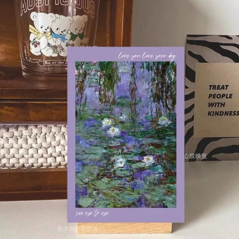 10 بطاقة رسم زيتي مونيه، بطاقات بريدية، روائع فنية شهيرة عالميًا، ملصقات جدارية مزخرفة راقية للممرات الداخلية