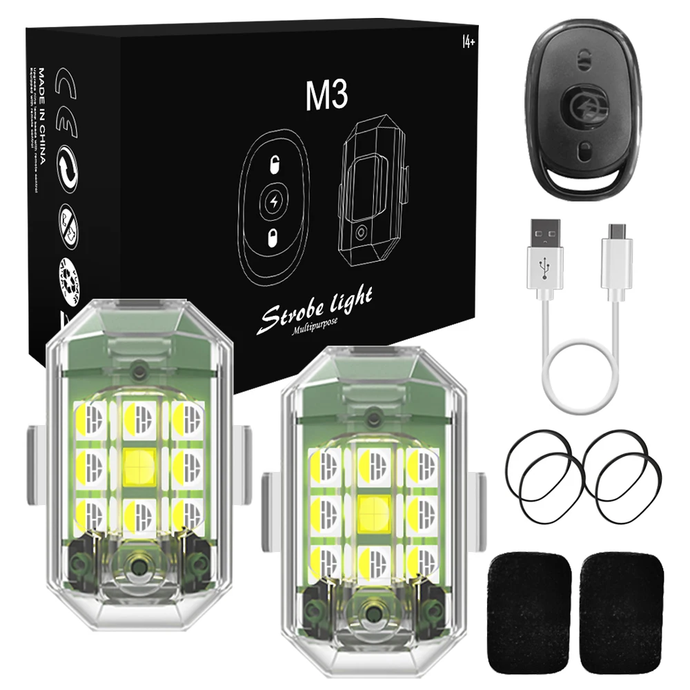 Car Strobe Light Remote Lamp Warning Flash Led Wireless Control Waterproof Bike Scooter Anti-collision Indicator