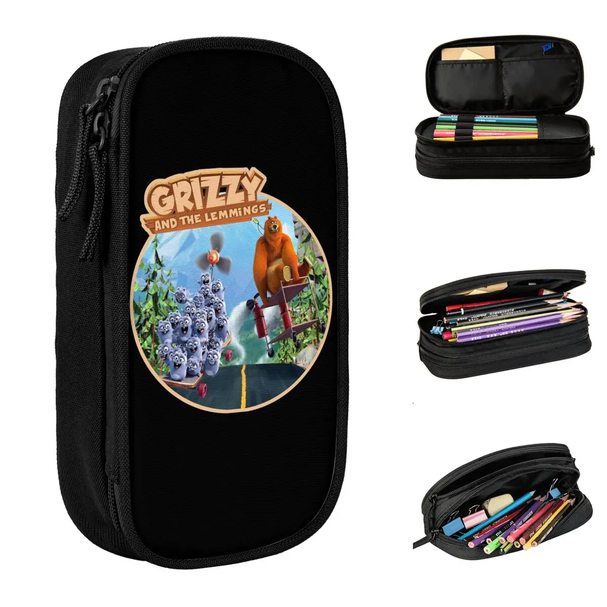 

Grizzly And Lemmings пенал для анимации пеналы ручка для девочек и мальчиков большая сумка для хранения школьные принадлежности подарки канцелярские принадлежности
