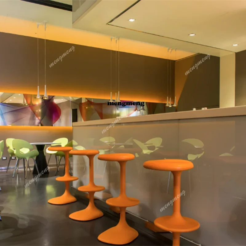 A114X  Orange Modern Bar Stool Chair Black Backless Italian Kitchen Bar Stools Unique Minimalist Sgabelli Cucina Alto Home Furni